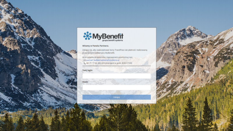 Wejdź na stronę logowania MyBenefit partner.